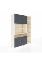 Hyperion Dolap 10 Raflı Tek Çekmeceli 4 Kapaklı 132x44x195 Aytaşı-Antrasit/Çam