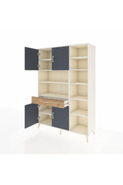 Hyperion Dolap 10 Raflı Tek Çekmeceli 4 Kapaklı 132x44x195 Aytaşı-Antrasit/Çam