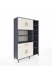 Hyperion Dolap 10 Raflı Tek Çekmeceli 4 Kapaklı 132x44x195 Antrasit-Aytaşı/Aytaşı