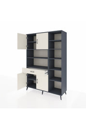 Hyperion Dolap 10 Raflı Tek Çekmeceli 4 Kapaklı 132x44x195 Antrasit-Aytaşı/Aytaşı