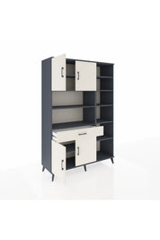 Hyperion Dolap 10 Raflı Tek Çekmeceli 4 Kapaklı 132x44x195 Antrasit-Aytaşı/Aytaşı