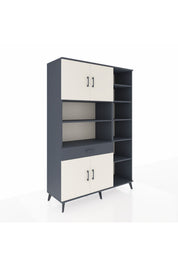 Hyperion Dolap 10 Raflı Tek Çekmeceli 4 Kapaklı 132x44x195 Antrasit-Aytaşı/Antrasit