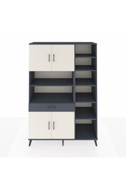 Hyperion Dolap 10 Raflı Tek Çekmeceli 4 Kapaklı 132x44x195 Antrasit-Aytaşı/Antrasit