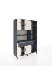 Hyperion Dolap 10 Raflı Tek Çekmeceli 4 Kapaklı 132x44x195 Antrasit-Aytaşı/Antrasit