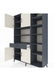 Hyperion Dolap 10 Raflı Tek Çekmeceli 4 Kapaklı 132x44x195 Antrasit-Aytaşı/Antrasit