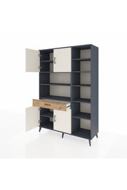 Hyperion Dolap 10 Raflı Tek Çekmeceli 4 Kapaklı 132x44x195 Antrasit-Aytaşı/Çam