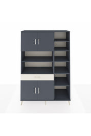 Hyperion Dolap 10 Raflı Tek Çekmeceli 4 Kapaklı 132x44x195 Antrasit-Antrasit/Aytaşı