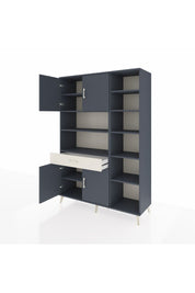 Hyperion Dolap 10 Raflı Tek Çekmeceli 4 Kapaklı 132x44x195 Antrasit-Antrasit/Aytaşı