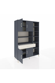 Hyperion Dolap 10 Raflı Tek Çekmeceli 4 Kapaklı 132x44x195 Antrasit-Antrasit/Aytaşı