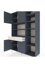 Hyperion Dolap 10 Raflı Tek Çekmeceli 4 Kapaklı 132x44x195 Antrasit-Antrasit/Aytaşı