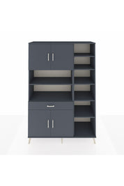 Hyperion Dolap 10 Raflı Tek Çekmeceli 4 Kapaklı 132x44x195 Antrasit-Antrasit/Antrasit