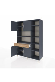 Hyperion Dolap 10 Raflı Tek Çekmeceli 4 Kapaklı 132x44x195 Antrasit-Antrasit/Çam