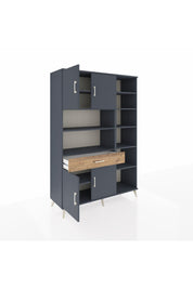 Hyperion Dolap 10 Raflı Tek Çekmeceli 4 Kapaklı 132x44x195 Antrasit-Antrasit/Çam