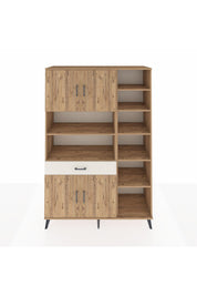 Hyperion Dolap 10 Raflı Tek Çekmeceli 4 Kapaklı 132x44x195 Çam-Çam/Aytaşı