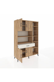 Hyperion Dolap 10 Raflı Tek Çekmeceli 4 Kapaklı 132x44x195 Çam-Çam/Aytaşı
