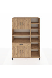 Hyperion Dolap 10 Raflı Tek Çekmeceli 4 Kapaklı 132x44x195 Çam-Çam/Çam