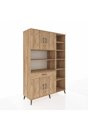 Hyperion Dolap 10 Raflı Tek Çekmeceli 4 Kapaklı 132x44x195 Çam-Çam/Çam