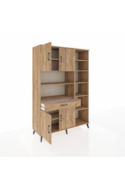 Hyperion Dolap 10 Raflı Tek Çekmeceli 4 Kapaklı 132x44x195 Çam-Çam/Çam