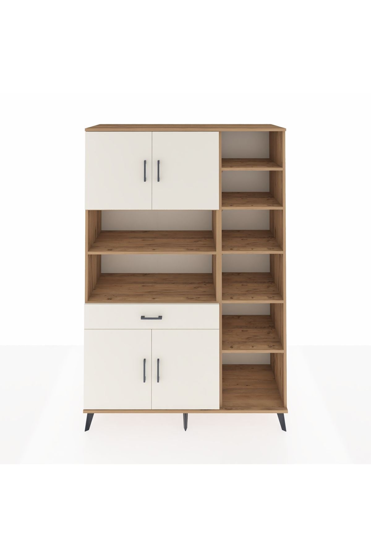 Hyperion Dolap 10 Raflı Tek Çekmeceli 4 Kapaklı 132x44x195 Çam-Aytaşı/Aytaşı