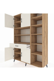 Hyperion Dolap 10 Raflı Tek Çekmeceli 4 Kapaklı 132x44x195 Çam-Aytaşı/Aytaşı