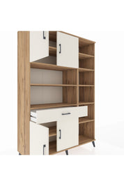 Hyperion Dolap 10 Raflı Tek Çekmeceli 4 Kapaklı 132x44x195 Çam-Aytaşı/Aytaşı