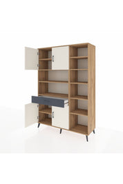 Hyperion Dolap 10 Raflı Tek Çekmeceli 4 Kapaklı 132x44x195 Çam-Aytaşı/Antrasit