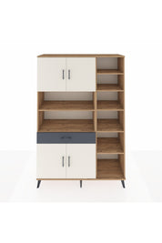 Hyperion Dolap 10 Raflı Tek Çekmeceli 4 Kapaklı 132x44x195 Çam-Aytaşı/Antrasit