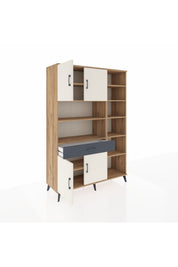 Hyperion Dolap 10 Raflı Tek Çekmeceli 4 Kapaklı 132x44x195 Çam-Aytaşı/Antrasit