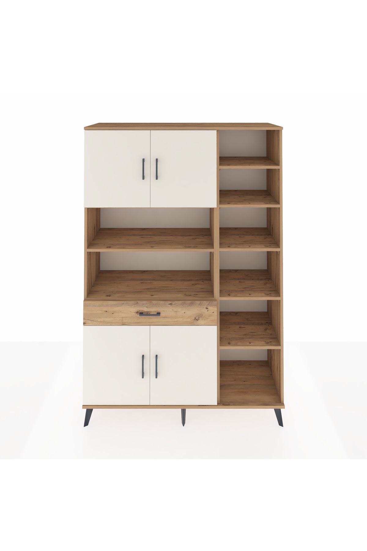 Hyperion Dolap 10 Raflı Tek Çekmeceli 4 Kapaklı 132x44x195 Çam-Aytaşı/Çam