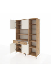 Hyperion Dolap 10 Raflı Tek Çekmeceli 4 Kapaklı 132x44x195 Çam-Aytaşı/Çam