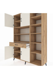 Hyperion Dolap 10 Raflı Tek Çekmeceli 4 Kapaklı 132x44x195 Çam-Aytaşı/Çam