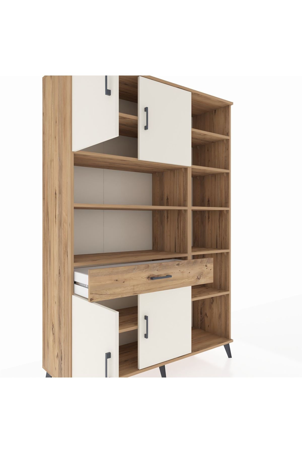 Hyperion Dolap 10 Raflı Tek Çekmeceli 4 Kapaklı 132x44x195 Çam-Aytaşı/Çam