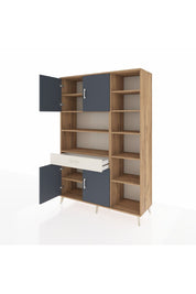 Hyperion Dolap 10 Raflı Tek Çekmeceli 4 Kapaklı 132x44x195 Çam-Antrasit/Aytaşı