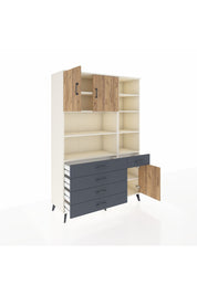 Hyperion Dolap 9 Raflı 5 Çekmeceli 3 Kapaklı 132x44x195 Aytaşı-Çam/Antrasit