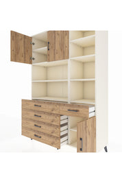 Hyperion Dolap 9 Raflı 5 Çekmeceli 3 Kapaklı 132x44x195 Aytaşı-Çam/Çam