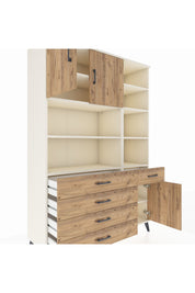 Hyperion Dolap 9 Raflı 5 Çekmeceli 3 Kapaklı 132x44x195 Aytaşı-Çam/Çam