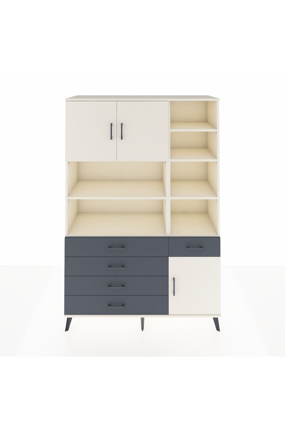 Hyperion Dolap 9 Raflı 5 Çekmeceli 3 Kapaklı 132x44x195 Aytaşı-Aytaşı/Antrasit