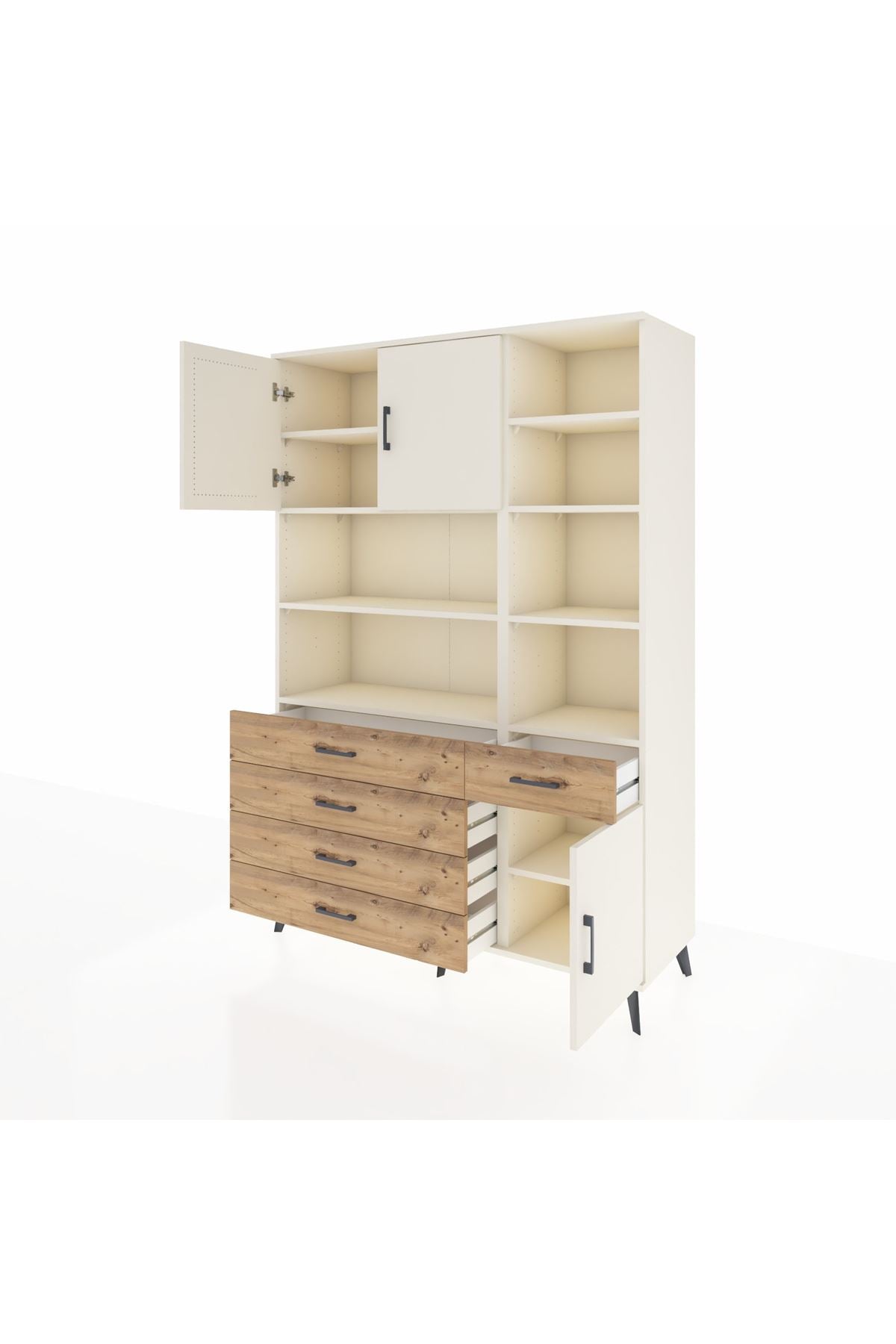 Hyperion Dolap 9 Raflı 5 Çekmeceli 3 Kapaklı 132x44x195 Aytaşı-Aytaşı/Çam