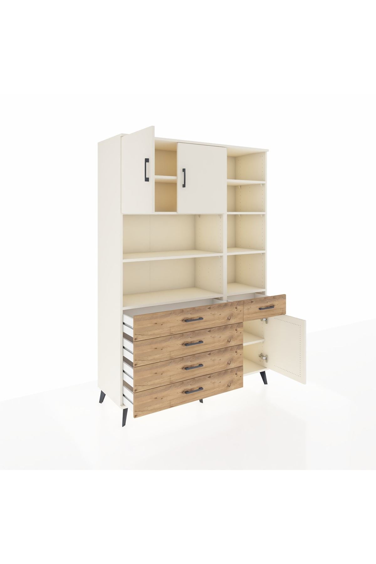 Hyperion Dolap 9 Raflı 5 Çekmeceli 3 Kapaklı 132x44x195 Aytaşı-Aytaşı/Çam