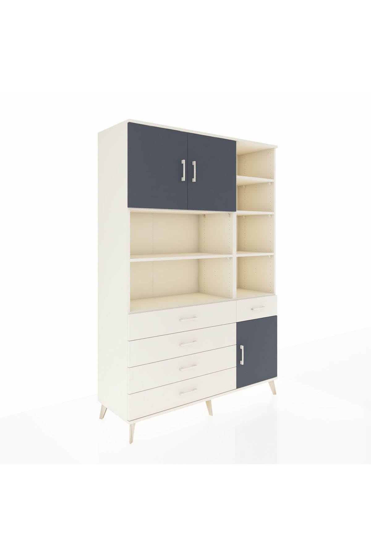 Hyperion Dolap 9 Raflı 5 Çekmeceli 3 Kapaklı 132x44x195 Aytaşı-Antrasit/Aytaşı