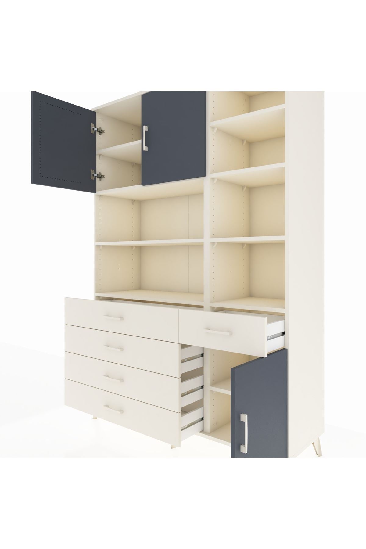 Hyperion Dolap 9 Raflı 5 Çekmeceli 3 Kapaklı 132x44x195 Aytaşı-Antrasit/Aytaşı