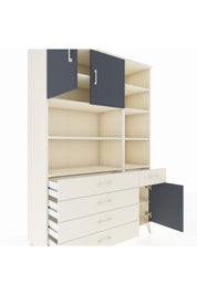 Hyperion Dolap 9 Raflı 5 Çekmeceli 3 Kapaklı 132x44x195 Aytaşı-Antrasit/Aytaşı