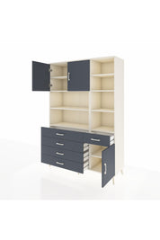 Hyperion Dolap 9 Raflı 5 Çekmeceli 3 Kapaklı 132x44x195 Aytaşı-Antrasit/Antrasit