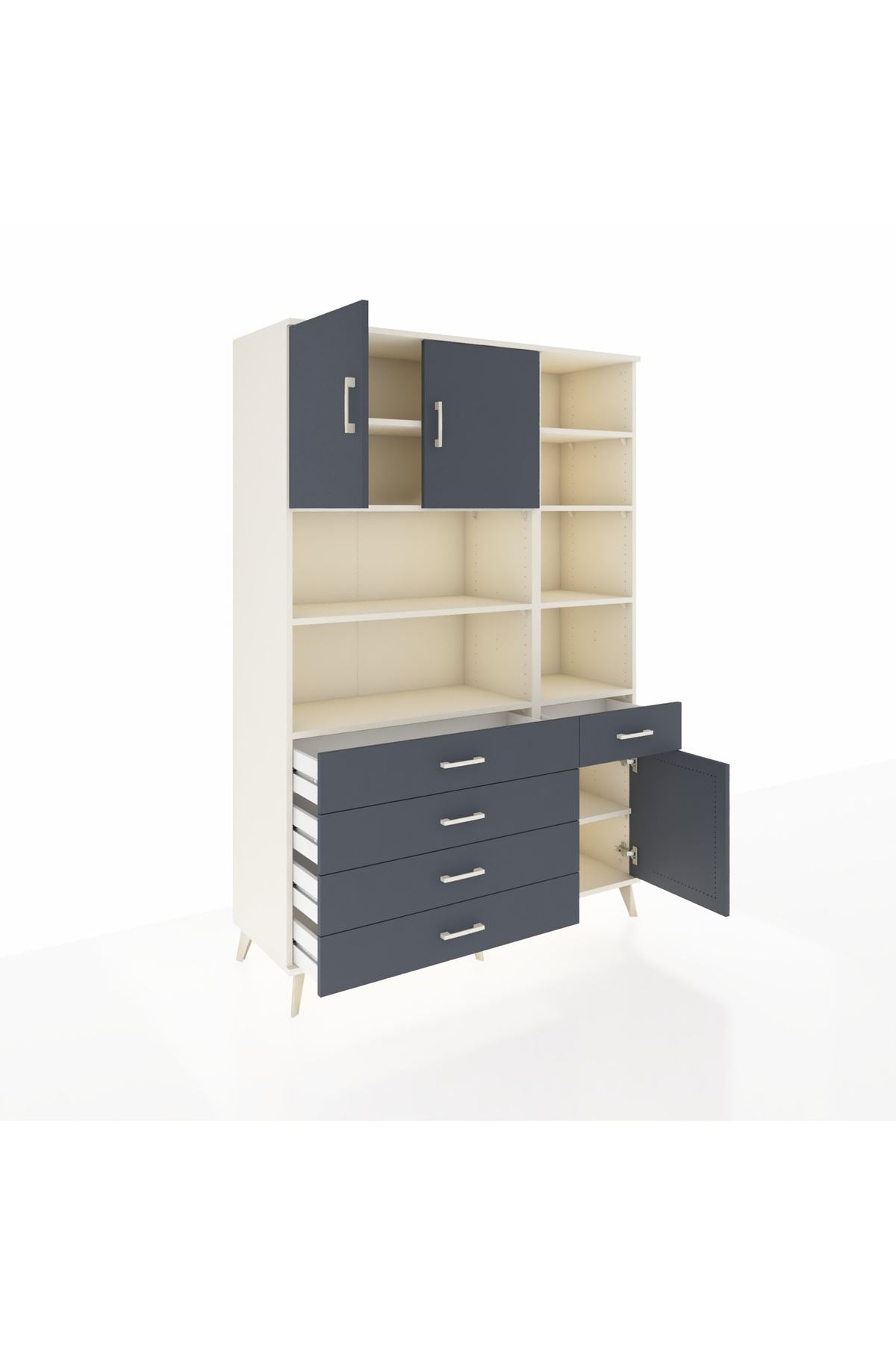 Hyperion Dolap 9 Raflı 5 Çekmeceli 3 Kapaklı 132x44x195 Aytaşı-Antrasit/Antrasit