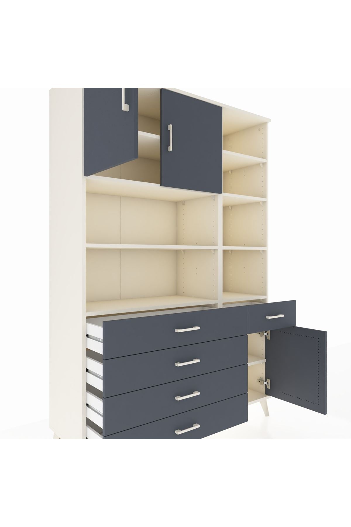 Hyperion Dolap 9 Raflı 5 Çekmeceli 3 Kapaklı 132x44x195 Aytaşı-Antrasit/Antrasit