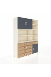 Hyperion Dolap 9 Raflı 5 Çekmeceli 3 Kapaklı 132x44x195 Aytaşı-Antrasit/Çam