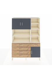 Hyperion Dolap 9 Raflı 5 Çekmeceli 3 Kapaklı 132x44x195 Aytaşı-Antrasit/Çam