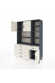 Hyperion Dolap 9 Raflı 5 Çekmeceli 3 Kapaklı 132x44x195 Antrasit-Aytaşı/Aytaşı