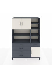 Hyperion Dolap 9 Raflı 5 Çekmeceli 3 Kapaklı 132x44x195 Antrasit-Aytaşı/Antrasit