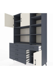 Hyperion Dolap 9 Raflı 5 Çekmeceli 3 Kapaklı 132x44x195 Antrasit-Aytaşı/Antrasit